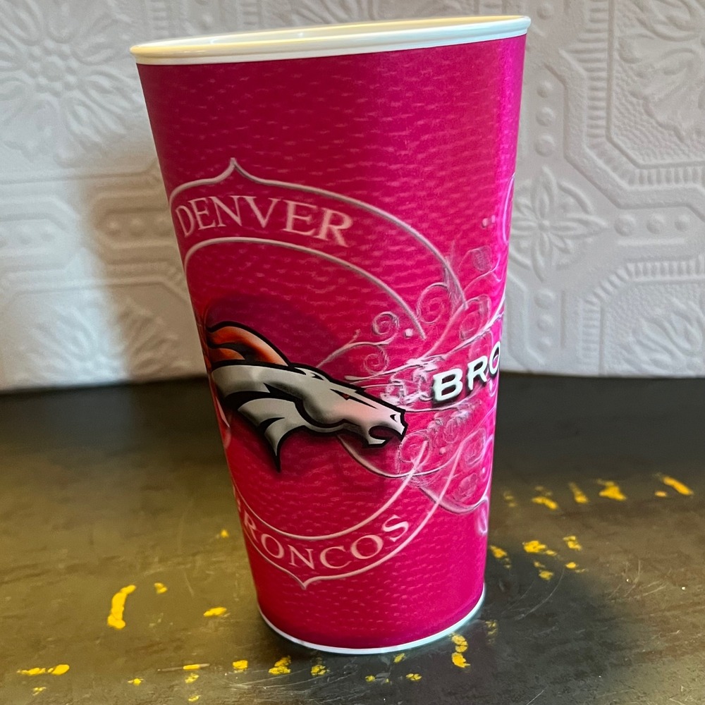 VTG Denver Broncos Pink Plastic Stadium Cup Capitol Cups NFL Football Fan Gear
